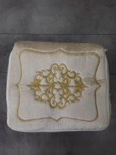 Rumeli Krem Üzeri Gold Nakışlı Çeyizlik 3lü Hurç Seti, Düğün Nişan, Söz, Bohça, Gelin, Damat, Hurcu - 8