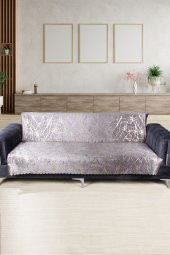 Güzide Gri Koltuk Örtüsü Altın Varaklı Kaymaz Süngerli Çekyat Örtüsü 1 Adet 170x210 cm - 1