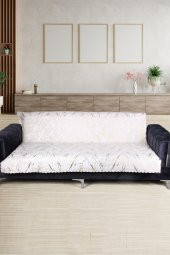 Güzide Krem Koltuk Örtüsü Altın Varaklı Kaymaz Süngerli Çekyat Örtüsü 1 Adet 170x210 cm thumbnail 1