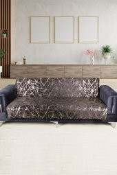 Güzide Siyah Koltuk Örtüsü Altın Varaklı Kaymaz Süngerli Çekyat Örtüsü 1 Adet 170x210 cm - 1