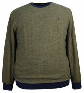 Erkek Büyük Beden Bisiklet Yaka Selanik Kazak Yeşil - 1