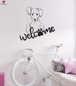 Hoş Geldiniz Cam Dekorasyon Duvar Sticker Dekor Evcil Hayvan Mağazaları için Kız Odası Bakım Yazı Köpek Çıkartmaları - 1