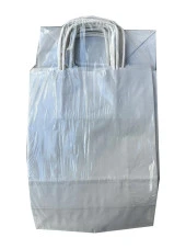 Büküm Saplı Kraft Kağıt Karton Hediye Çanta Poşet Torba - Gri - 25x31 Cm. - 25 Adetlik 2 Paket - 1