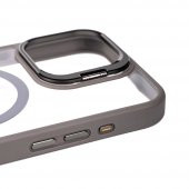 Apple iPhone 15 Pro Max Kılıf Magsafe Wireless Şarj Standlı Magsafe Klon Lensli Kapak - 5