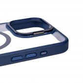 Apple iPhone 15 Pro Max Kılıf Magsafe Wireless Şarj Standlı Magsafe Klon Lensli Kapak - 8