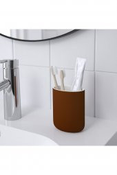 4 Lü Banyo Seti Kahverengi Ekoln Banyo Seti, Sıvı Sabunluk, Diş Fırçalık, Katı Sabunluk, Tuvalet Fırçası Stoneware - 7