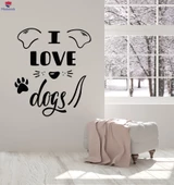 Cam Dekorasyon Duvar Sticker Evcil Hayvanlar Dostluk Hayvanlar Köpekleri Seviyorum Bakım Çıkartmaları - 1