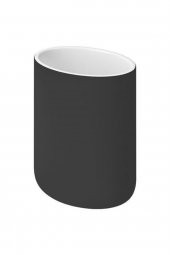 2 Li Banyo Seti Ekoln Sıvı Sabunluk Diş Fırçalık Koyu Gri Renk Stoneware - 5