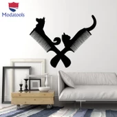 Cam Dekorasyon Duvar Sticker Pet Bakım Güzellik Salonu Tarak Köpek Kedi Hayvanlar - 1