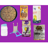 Muhabbet kuş yemi Açık 2 kg+ Ballı Kraker 10'lu + Aynalı Salıngaç +Vitamin+ Kuş kumu+ Kafes Tülü L - 1