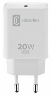 Cellular Line 20w TYPE-C Şarj Adaptörü Beyaz thumbnail 1