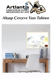 Duvara Monte Beyaz Yazı Tahtası 45x60 cm 1 Adet Yazı Tahta Kalemi ve Silgisi Laminant Yazı Tahtası Ahşap Çerçeveli Askılı Okul Ofis Büro - 4
