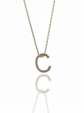 C Harfi 14 Ayar Altın Harf Kolye Pırlanta Modeli thumbnail 1