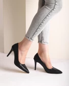 Sterio Kadın Siyah Stiletto Sivri Burun Topuklu Ayakkabı - 1