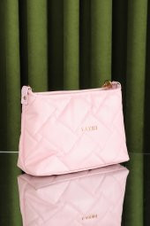 Cesato Pudra Renkli Fermuarlı 3 Bölmeli Yumuşak Deri Kadın El Çantası - 1