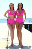 Kadın Fırfırlı Yüksek Bel Fuşya Bikini 35001 - 1