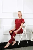 Kadın Bordo Kısa Kol Pijama Takım 20388 - 3