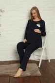 Kadın Hamile Lohusa Lacivert  Pijama Takımı 45201 - 4