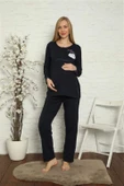 Kadın Hamile Lohusa Lacivert  Pijama Takımı 45201 - 3