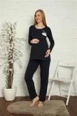 Kadın Hamile Lohusa Lacivert  Pijama Takımı 45201 - 1