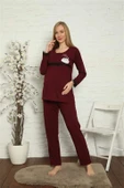 Kadın Hamile Lohusa Bordo Pijama Takımı 45201 - 1