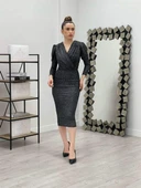 Simli Kalem Elbise - GÜMÜŞ thumbnail 2