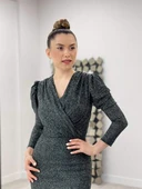 Simli Kalem Elbise - GÜMÜŞ thumbnail 3