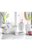 Prizma 4'lü Banyo Seti  - Banyo Organizer - Banyo Dekorasyon Seti Beyaz Renk - 1