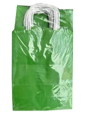 Büküm Saplı Kraft Kağıt Çanta Karton Hediyelik Poşet Torba - Yeşil - 18x24 Cm. - 25 Adetlik Paket - 1