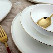 Gönül 26 Parça Bone Gold Porselen Yemek Takımı - 6