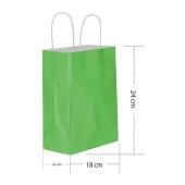 Büküm Saplı Kraft Kağıt Çanta Karton Hediyelik Poşet Torba - Yeşil - 18x24 Cm. -25 Adetlik 4 Paket thumbnail 2