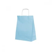 Büküm Saplı Kraft Kağıt Çanta Karton Hediyelik Poşet Torba - Mavi 2 - 18x24 Cm. - 25 Adetlik Paket thumbnail 3