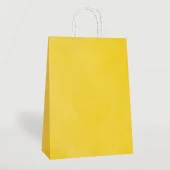 Büküm Saplı Kraft Kağıt Çanta Karton Hediyelik Poşet Torba - Sarı - 18x24 Cm. - 25 Adetlik Paket thumbnail 2