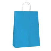 Büküm Saplı Kraft Kağıt Karton Hediye Çanta Poşet Torba - Mavi 2 - 25x31 Cm. - 25 Adetlik 2 Paket thumbnail 4