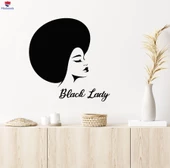 Otel Dekorasyonu Duvar Sticker Saç Güzellik Spa Salonu Siyah Bayan Baş Çıkartmaları - 1