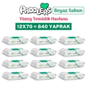 Paddlers Easy Clean Beyaz Sabun Katkılı Yüzey temizlik Havlusu 12x70 (840 Yaprak) thumbnail 1