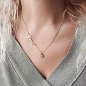 Vaoov 925 Ayar Gümüş Küçük Nazarlı İsim Kolye thumbnail 2