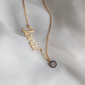 Vaoov 925 Ayar Gümüş Küçük Nazarlı İsim Kolye thumbnail 3