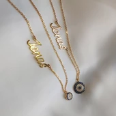 Vaoov 925 Ayar Gümüş Küçük Nazarlı İsim Kolye thumbnail 5