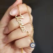 Vaoov 925 Ayar Gümüş Küçük Nazarlı İsim Kolye thumbnail 1