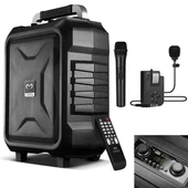 Magicvoice MV-2015 USB-SD-BT 1 El + 1 Yaka Mikrofonlu 300W Taşınabilir Şarjlı Hoparlör Anfi - 7