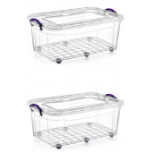 2 Adet 80 Litre Tekerlekli MAXI  Multi Box Saklama Kutusu - E-515-2 - 1