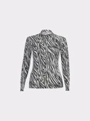 Zebra Desen Boğazlı Siyah Body - 4