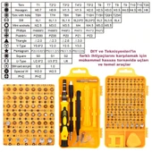 DailyTech 115 in 1 Hassas Sarı Çoklu Tornavida Seti El Alet Takımı - 9