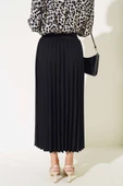Beli Lastikli Pileli Etek Siyah - 3
