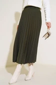 Beli Lastikli Pileli Etek Haki thumbnail 1