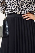 Beli Lastikli Pileli Etek Siyah - 4