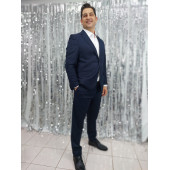 7900 Lacivert Çizgili 4 Büyük Beden Takım Elbise - 2