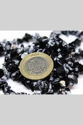 Kar Tanesi Obsidyen Kırık Doğal Taş Dizisi thumbnail 3