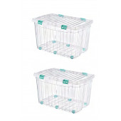 2 Adet 120  Litre Mega Multi Box Plastik Saklama Kutusu (Şeffaf ) - E-522-2 - 1